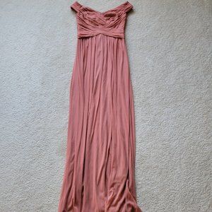 David's Bridal CRISSCROSS OFF-THE-SHOULDER MESH BRIDESMAID DRESS Sedona Size 6